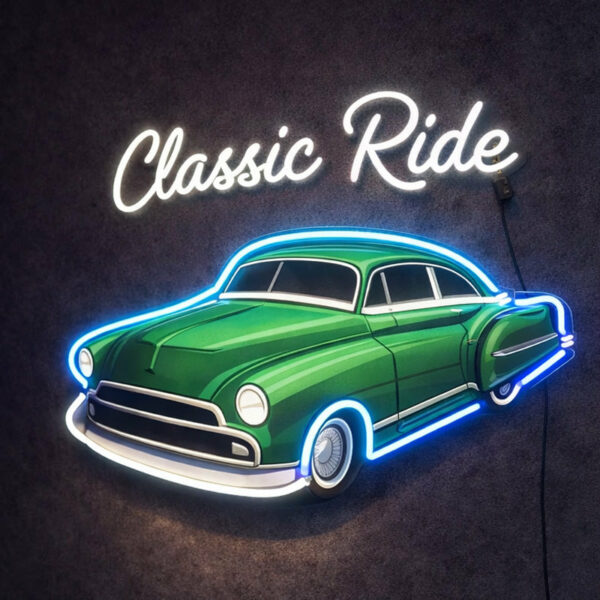 Classic Ride LED Neon Sign – Vintage Car Wall Light Decor