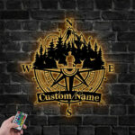 Custom Name Buck Head Hunter Metal Wall Signs With RGB Led Light