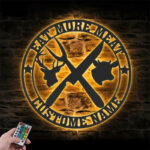 Custom Name Butcher Shop Name Sign Decor Barbecue, Metal Wall Signs With RGB Led Light