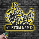 Custom Name Chicken Farm Name Sign Decoration For Room, Metal Wall Signs With RGB Led Light