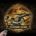 Custom Name Classic Muscle Car Name Sign Home Decor Metal Wall Signs With RGB Led Light