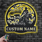 Custom Name Cowboy Name Sign Decoration For Room, Metal Wall Signs With RGB Led Light