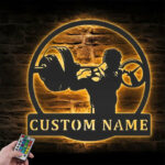 Custom Name Deadlift Barbell Name Sign Home Decor Bodybuilding Gym Fitness Metal Wall Signs With RGB Led Light