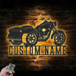 Custom Name Dirt Bike Name Sign Home Motorcycle Decor, Metal Wall Signs With RGB Led Light