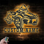 Custom Name Dirt Bike Name Sign Home Three Wheel, Metal Wall Signs With RGB Led Light