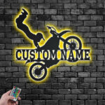 Custom Name Dirt Bike Name Sign Metal Wall Signs With RGB Led Light