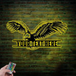 Custom Name Eagle Metal Wall Signs With RGB Led Light
