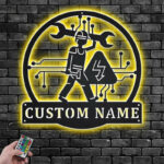 Custom Name Electrical Engineering Metal Wall Signs With RGB Led Light