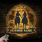 Custom Name Family Name Sign Home Decor Horse Farmhouse Barn, Metal Wall Signs With RGB Led Light