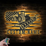 Custom Name Farm Tractor Planter Name Sign Home Decor Farm, Metal Wall Signs With RGB Led Light