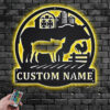 Custom Name Farmer Name Sign Decoration For Room, Metal Wall Signs With RGB Led Light
