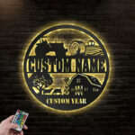 Custom Name Farmer Name Sign, Farmer Home Decor,Metal Wall Signs With RGB Led Light
