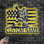 Custom Name Fireman Name Sign Decoration For Room Metal Wall Signs With RGB Led Light