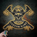 Custom Name Fireman Sign Custom Home Decor, Metal Wall Signs With RGB Led Light