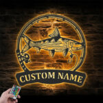 Custom Name Fisher Name Sign Home Decor Kid Boy Girl Nursery Metal Wall Signs With RGB Led Light