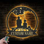 Custom Name Fisher Name Sign Home Decor Kid Boy Girl Nursery Metal Wall Signs With RGB Led Light