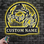 Custom Name Football Player Name Sign Decoration For Room, Metal Wall Signs With RGB Led Light