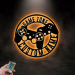 Custom Name Gamer Name Sign, Gaming Zone Name Sign, Metal Wall Signs With RGB Led Light