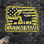 Custom Name Goat Farm Name Sign Decoration For Living Room, Metal Wall Signs With RGB Led Light