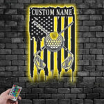 Custom Name Golfer Name Sign Decoration For Room, Metal Wall Signs With RGB Led Light