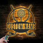 Custom Name Golfer Name Sign Home Decor 19th Hole Golf Club, Metal Wall Signs With RGB Led Light