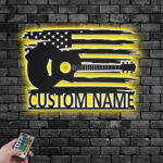 Custom Name Guitarist Name Sign Decoration For Room, Metal Wall Signs With RGB Led Light