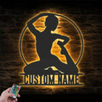 Custom Name Gymnast And Tumbling Cheerleading Fitness Metal Wall Signs With RGB Led Light