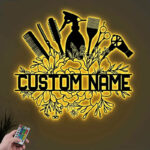 Custom Name Hair Salon, Metal Wall Signs With RGB Led Light