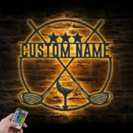Custom Name Hole Golf Club, Metal Wall Signs With RGB Led Light
