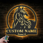 Custom Name Horse Livestock Name Sign Home Decor, Metal Wall Signs With RGB Led Light