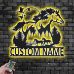 Custom Name Horse Name Sign Decoration For Room, Metal Wall Signs With RGB Led Light