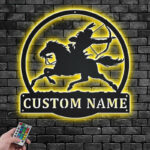 Custom Name Indian Riding Name Sign Decoration For Room, Metal Wall Signs With RGB Led Light