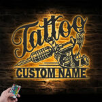 Custom Name Ink Studio Metal Wall Signs With RGB Led Light