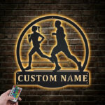Custom Name Jogging Sport Metal Wall Signs With RGB Led Light