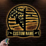 Custom Name Lineman Metal Wall Signs With RGB Led Light
