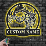 Custom Name Mechanic Garage Name Sign Decoration For Room, Metal Wall Signs With RGB Led Light