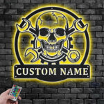 Custom Name Mechanic Name Sign Decoration For Room,Metal Wall Signs With RGB Led Light