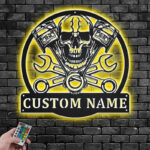 Custom Name Mechanic Name Sign Decoration For Room, Metal Wall Signs With RGB Led Light