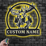 Custom Name Moose Metal Wall Signs With RGB Led Light