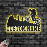 Custom Name Mountain Bike Name Sign Decoration For Room, Metal Wall Signs With RGB Led Light