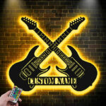 Custom Name Music Lover, Music Room Decor, Guitarist Name Sign Home Decor, Metal Wall Signs With RGB Led Light