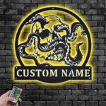 Custom Name Octopus Name Sign Decoration For Room, Metal Wall Signs With RGB Led Light