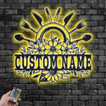 Custom Name Restaurant Metal Wall Signs With RGB Led Light