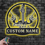 Custom Name Rock & Roll Name Sign Decoration For Room, Metal Wall Signs With RGB Led Light