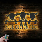 Custom Name Sheep Farm Name Sign Home Decor Sheep Barn, Metal Wall Signs With RGB Led Light