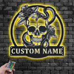 Custom Name Snake Name Sign Decoration For Room, Metal Wall Signs With RGB Led Light