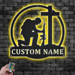 Custom Name Soldier Metal Wall Signs With RGB Led Light