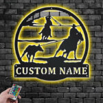 Custom Name Team Roper Name Sign Decoration For Room, Metal Wall Signs With RGB Led Light