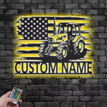 Custom Name Tractor Farm Name Sign Decoration For Room, Metal Wall Signs With RGB Led Light
