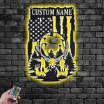 Custom Name US Deer Hunting Metal Wall Signs With RGB Led Light